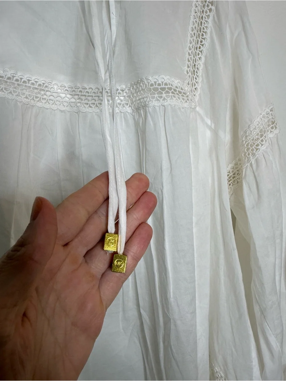 Michael Kors 100% Cotton Coastal Cottagecore ren fair prairie tiered white dress